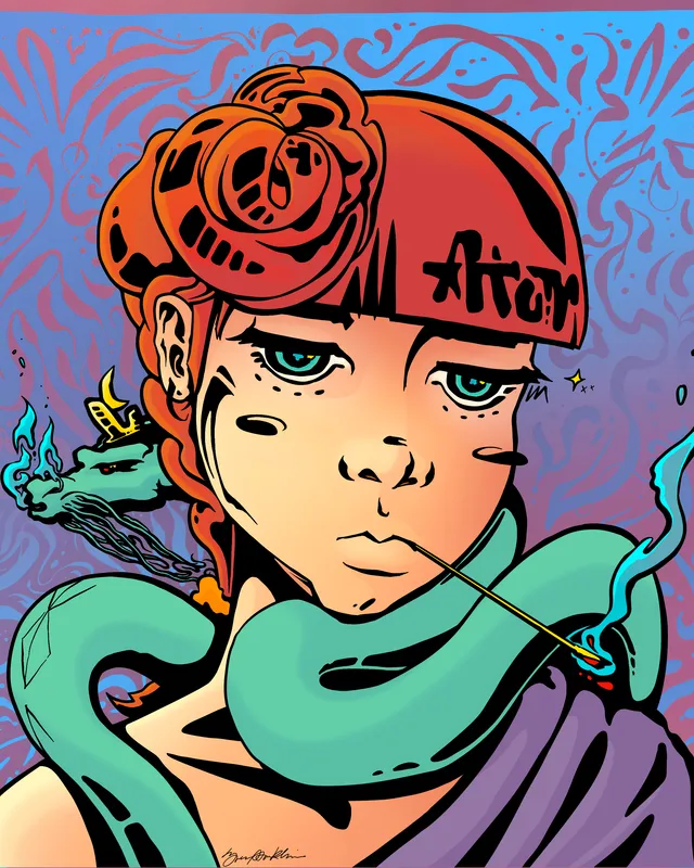 Snake-themed Mettā Atom artwork