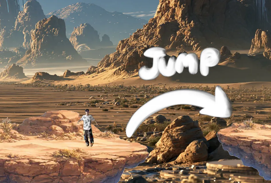 Jumping between desert platforms