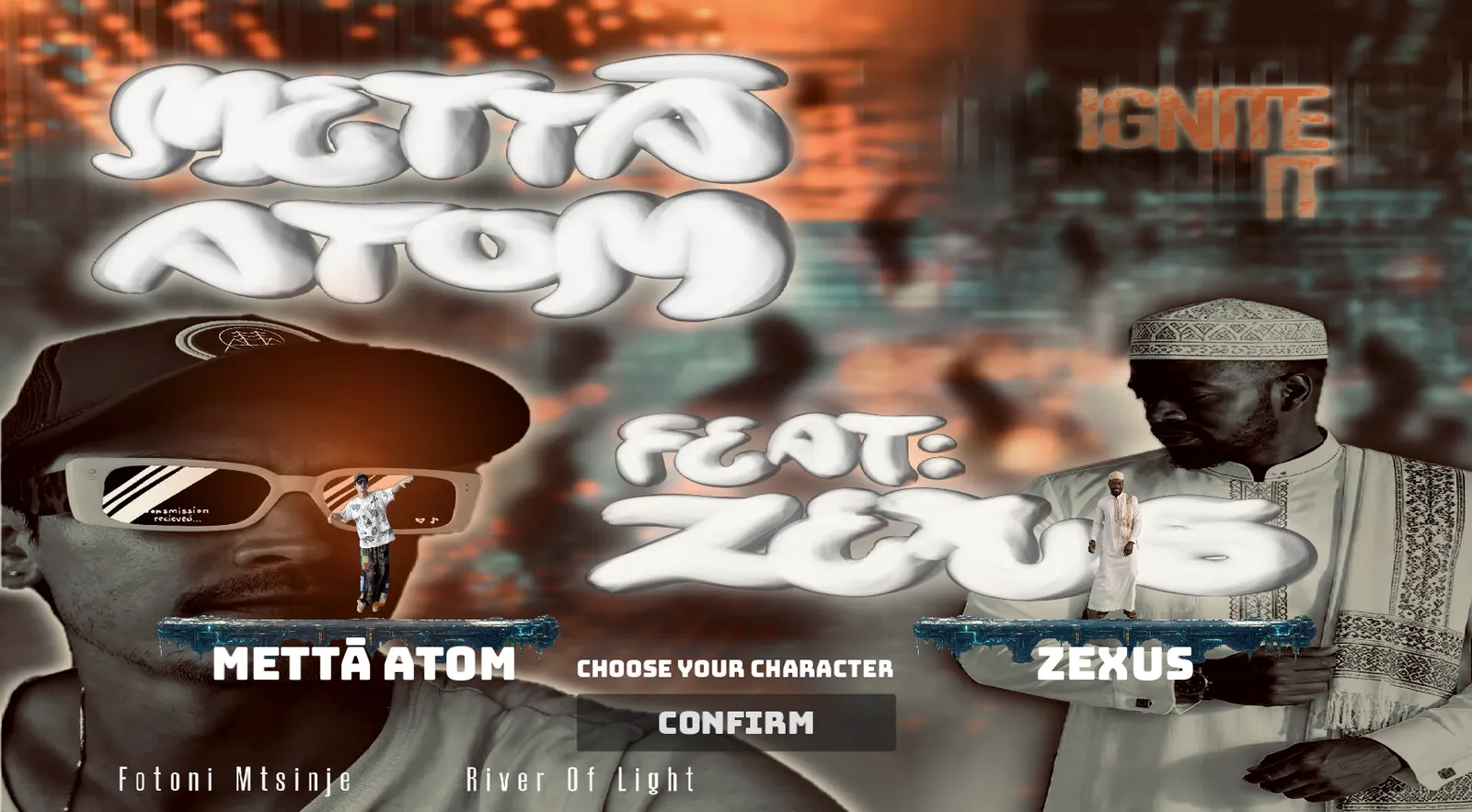 Ignite It character select: choose Mettā Atom or Zexus