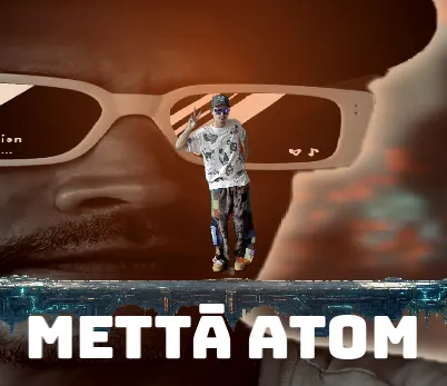 Running across the Mettā Atom shades title art